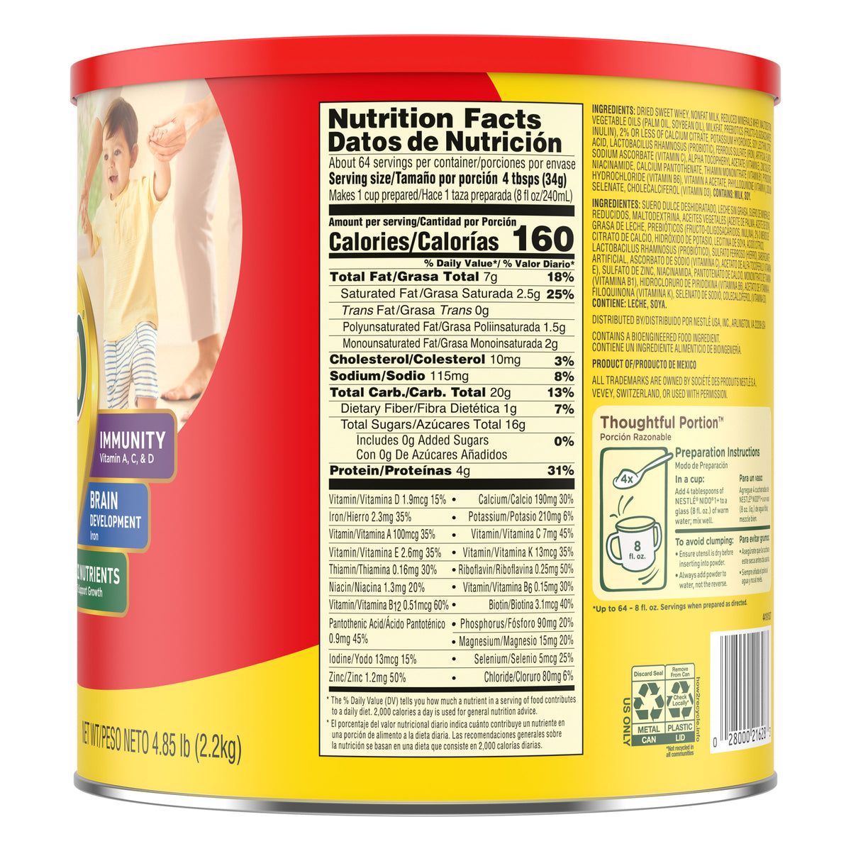 Nestle Nido Kinder 1+ Toddler Powdered Milk, 4.85 lbs