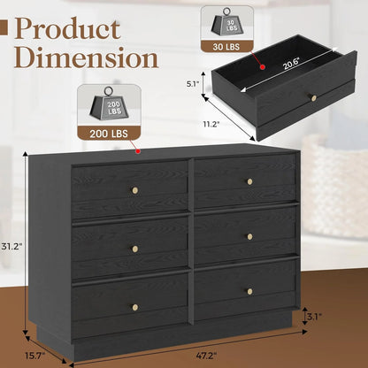 May Color Large White 3 Drawer Dresser Set of 2 with Fluted Panel, Modern Chest of Drawers with Silent Slide Drawers, Wood Accent Nightstand with Storage for Bedroom Living Room, Hallway