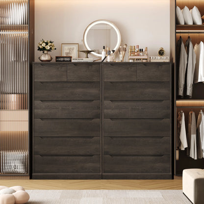 Homfa 7 Drawer White Dresser, 51.3"H Wood Storage Cabinet with Upgraded Stable Base, Vertical Chest for Bedroom Living Room