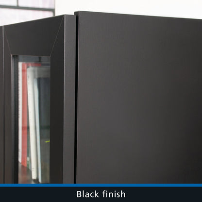 Mainstays Glass Door Storage Bookcase, Black Finish