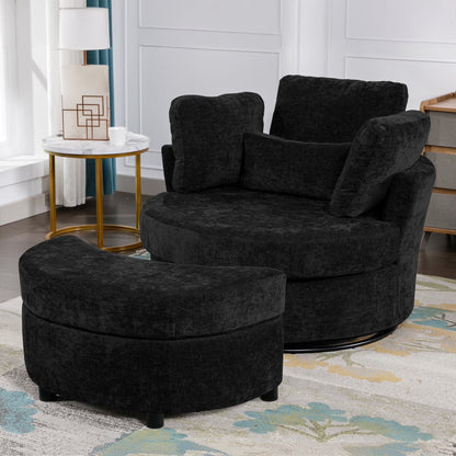 Muumblus Teddy Swivel Accent Barrel Chair, Modern Oversize Sherpa Comfy Round Reading Armchair for Living Room, Ivory
