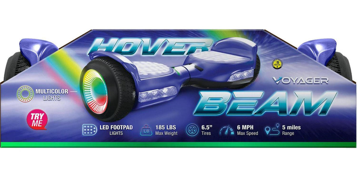 Voyager HoverBeam Purple Hoverboard with Light-up Wheels and Footboard. 185lb limit.