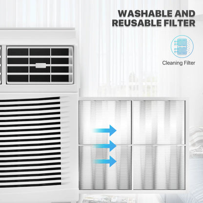 mollie 12,000 BTU 115V Window Air Conditioner, Cools Rooms up to 450 Sq.Ft., Window AC Unit with Remote Control, 24H-Timer and 3 Fan Speeds, White