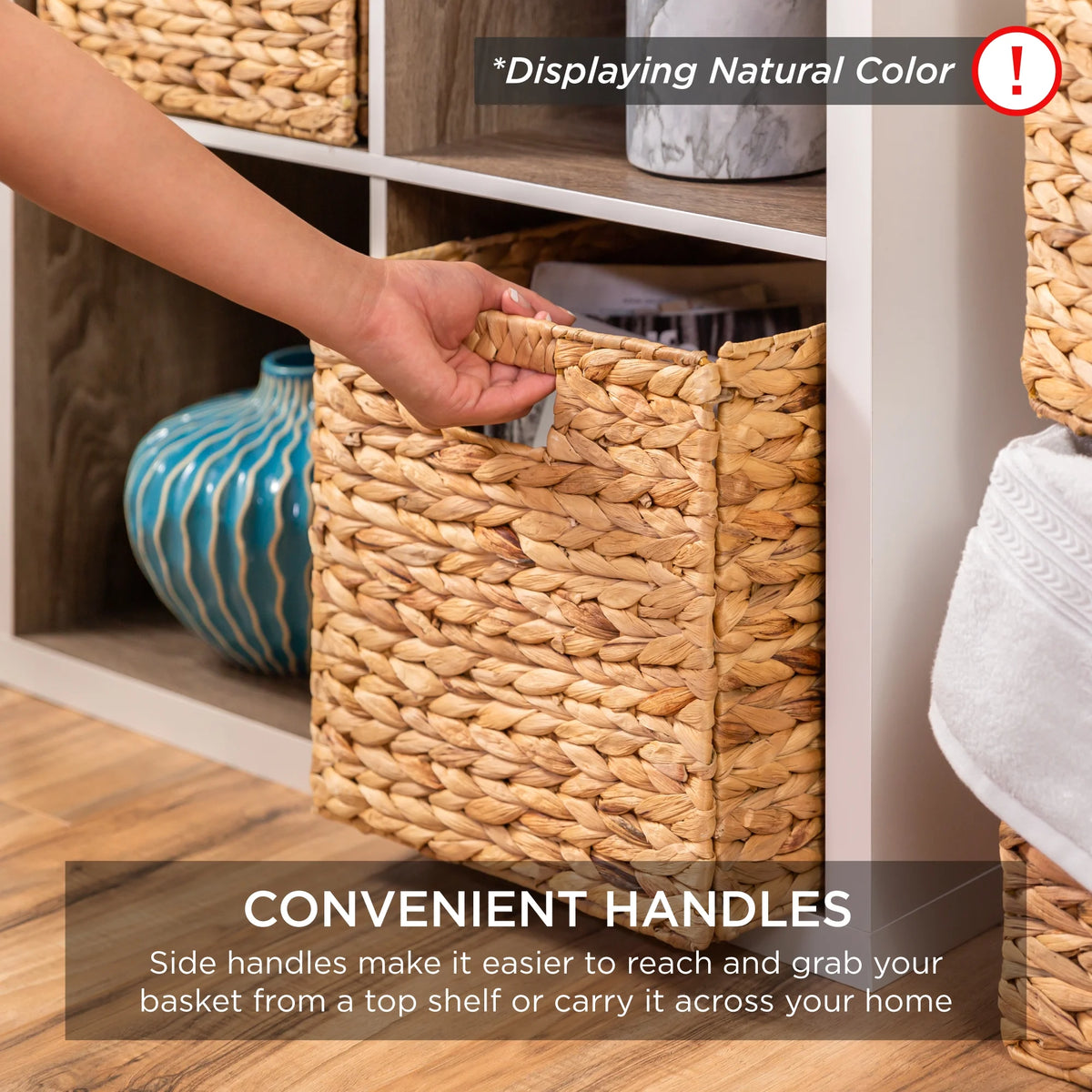 Best Choice Products 12x12in Hyacinth Baskets, Set of 5 Multipurpose Collapsible Organizers w/ Inserts - Natural