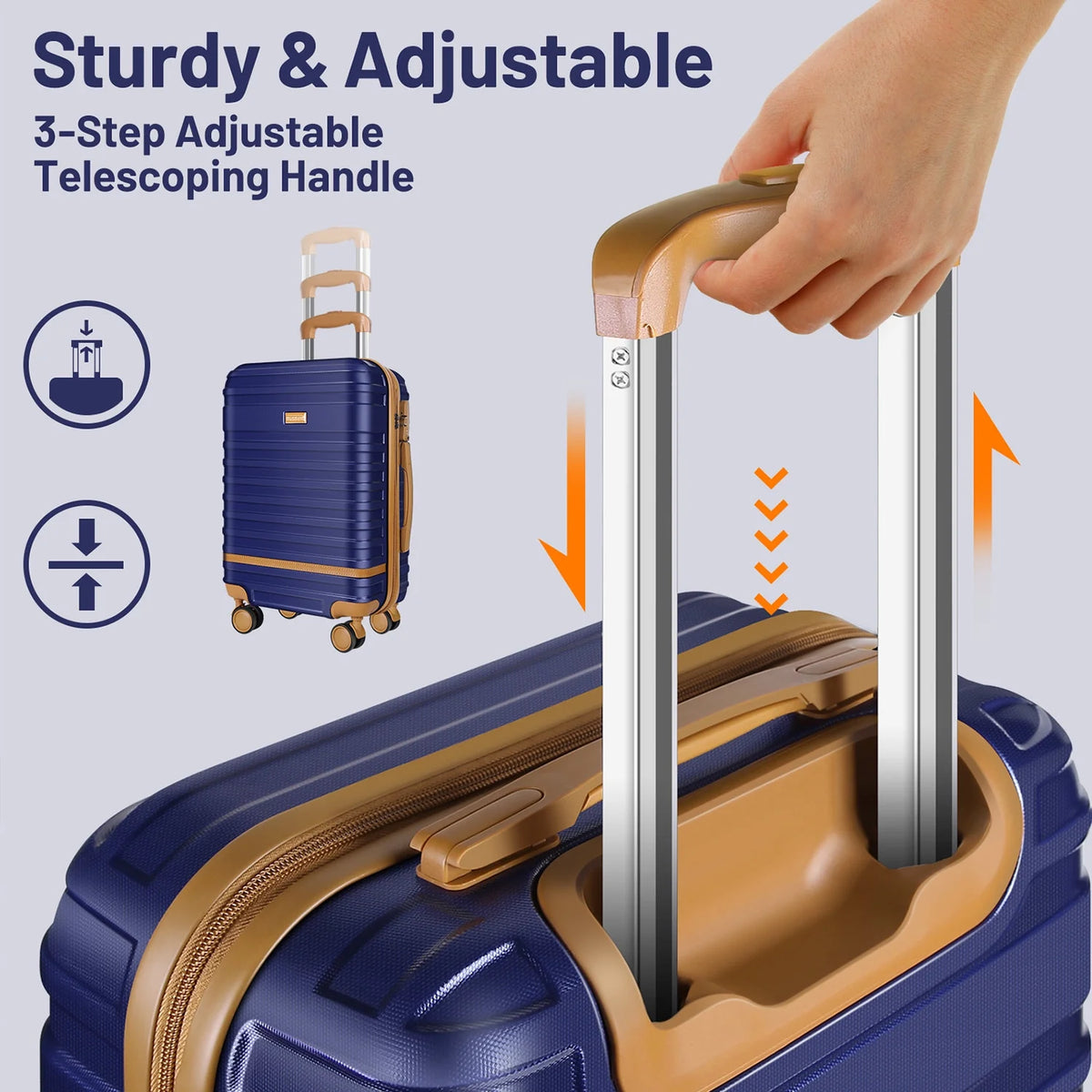 5 Piece Luggage Sets  and Travel Duffel Bag, ABS Hardshell Hardside Checked Luggage with TSA Lock and Double Spinner Wheels Suitcase, Deep Blue