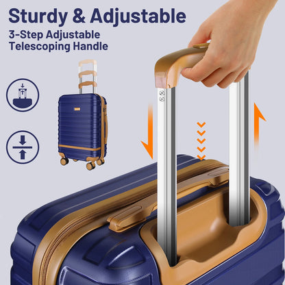 5 Piece Luggage Sets  and Travel Duffel Bag, ABS Hardshell Hardside Checked Luggage with TSA Lock and Double Spinner Wheels Suitcase, Deep Blue