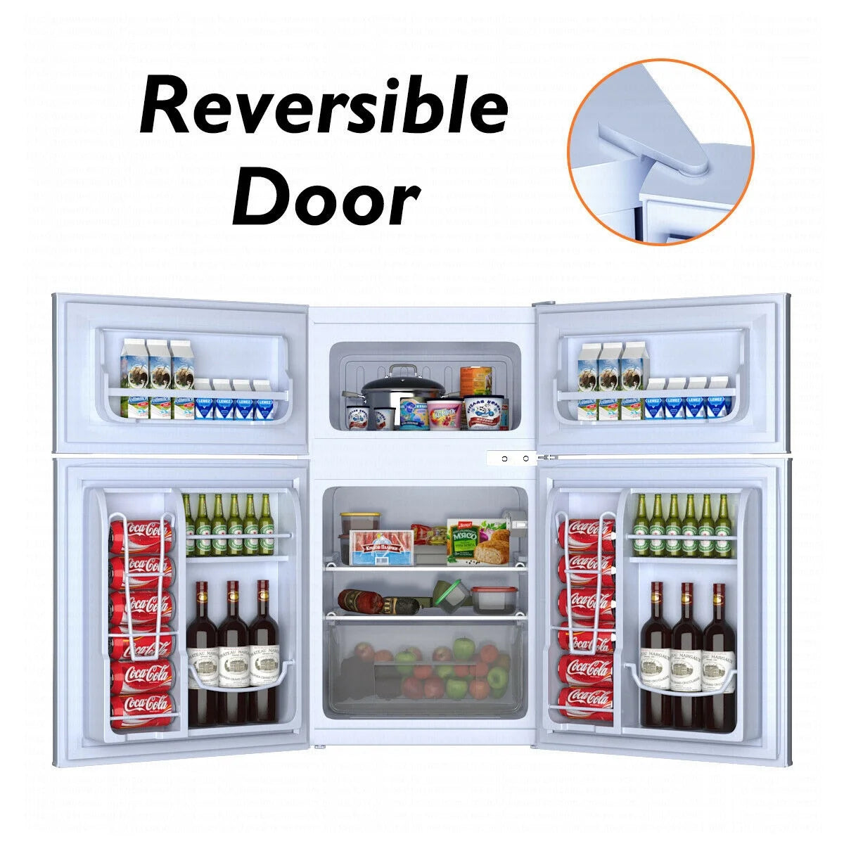 Costway Refrigerator Small Freezer Cooler Fridge Compact 3.2 cu ft. Unit, Grey