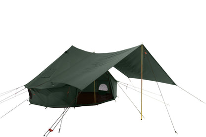 White Duck Outdoors Regatta Awning - Desert Red - 10' for Bell Tent - Complete Canopy with Poles for All Season Camping and Glamping