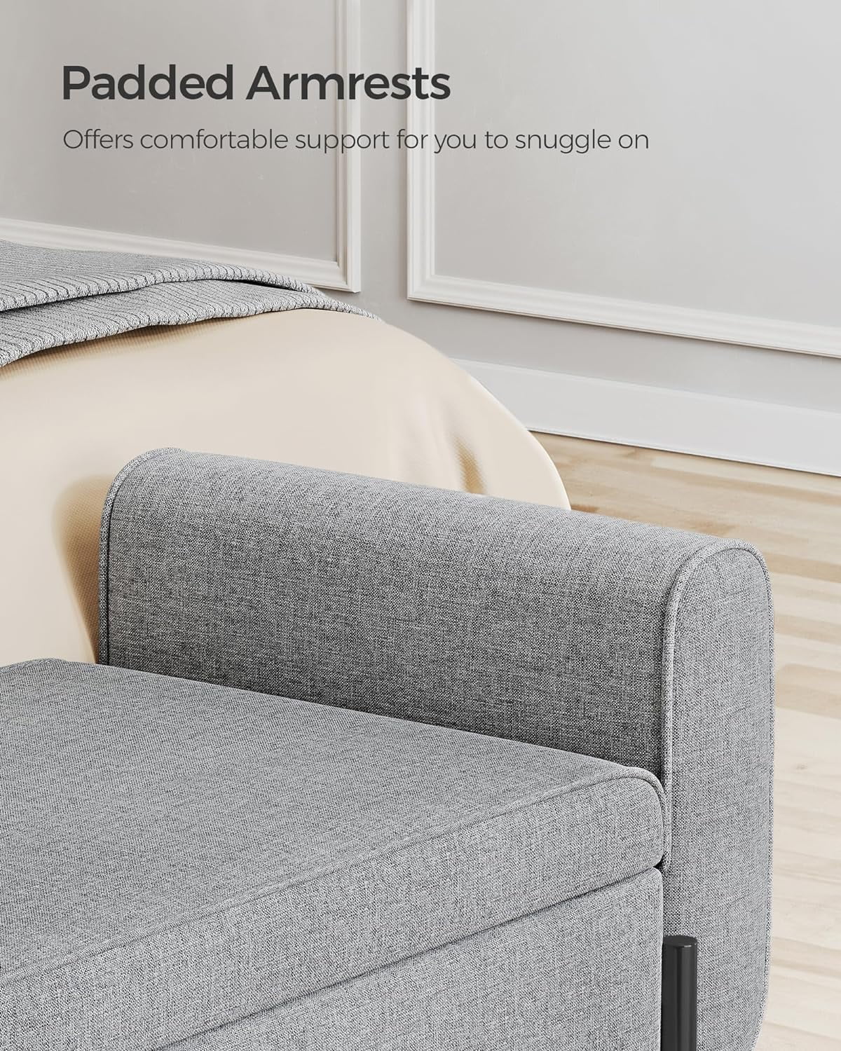 SONGMICS 46.5" Storage Ottoman Bench Storage Bench Bedroom Bench 330lb Load Capacity Solid Wood Legs Light Gray
