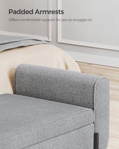 SONGMICS 46.5" Storage Ottoman Bench Storage Bench Bedroom Bench 330lb Load Capacity Solid Wood Legs Light Gray