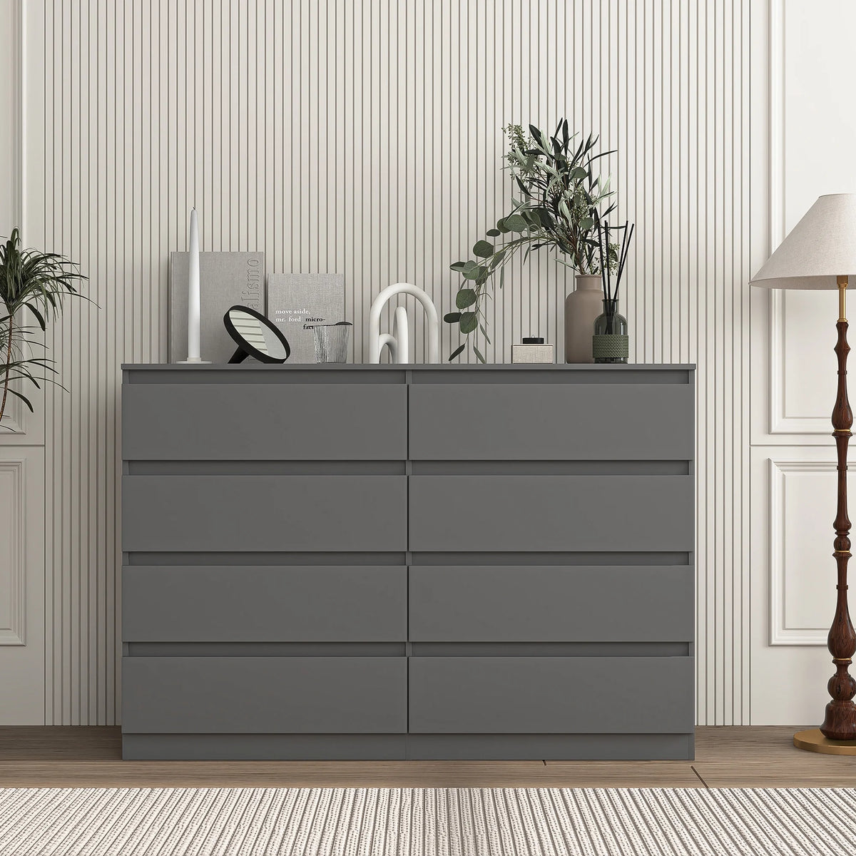 Kadyn Modern 6 Drawer Dresser Wood Cabinet,Dresser for Bedroom, Kitchen Storage Cabinet with Drawers, Chest of Drawers(Black)