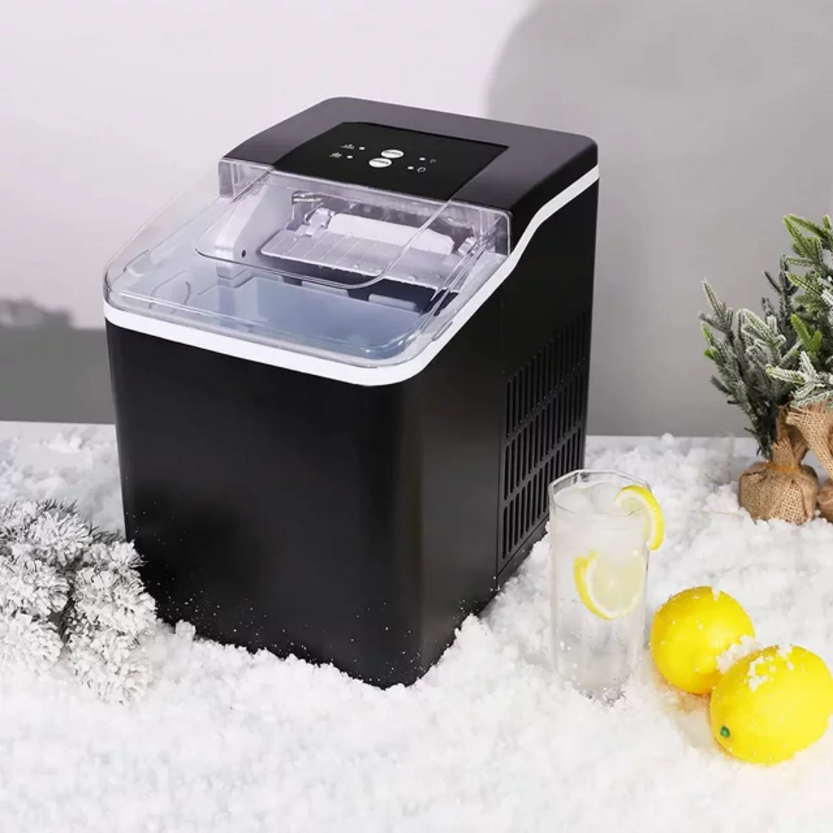 Ice Maker Countertop 2 Ice Sizes, 30 lbs Bullet Ice in 24H, Self-Clean, 9 Cubes in 5 Mins, FOHERE
