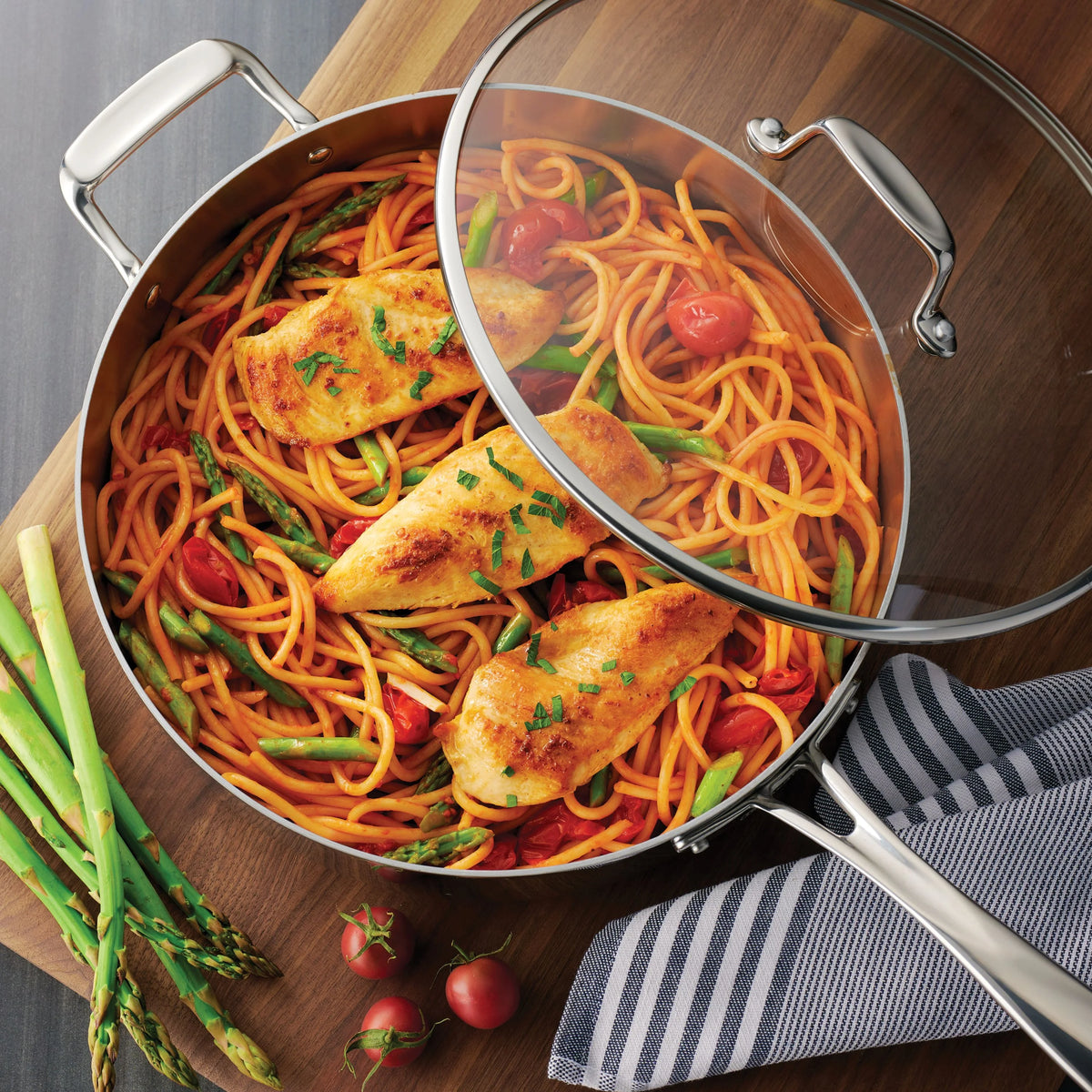 Tramontina 14-Piece Tri-Ply Clad Stainless Steel Cookware Set, with Glass Lids
