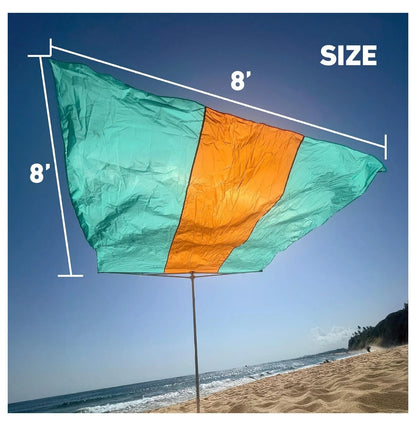 Flow Shade Beach Tent Wind Sun Canopy Portable Easy Set Up UPF 50+ No Assembly Requires 3-30 MPH - 1 to 4 People - 8 Foot X 8 Foot Fabric Top