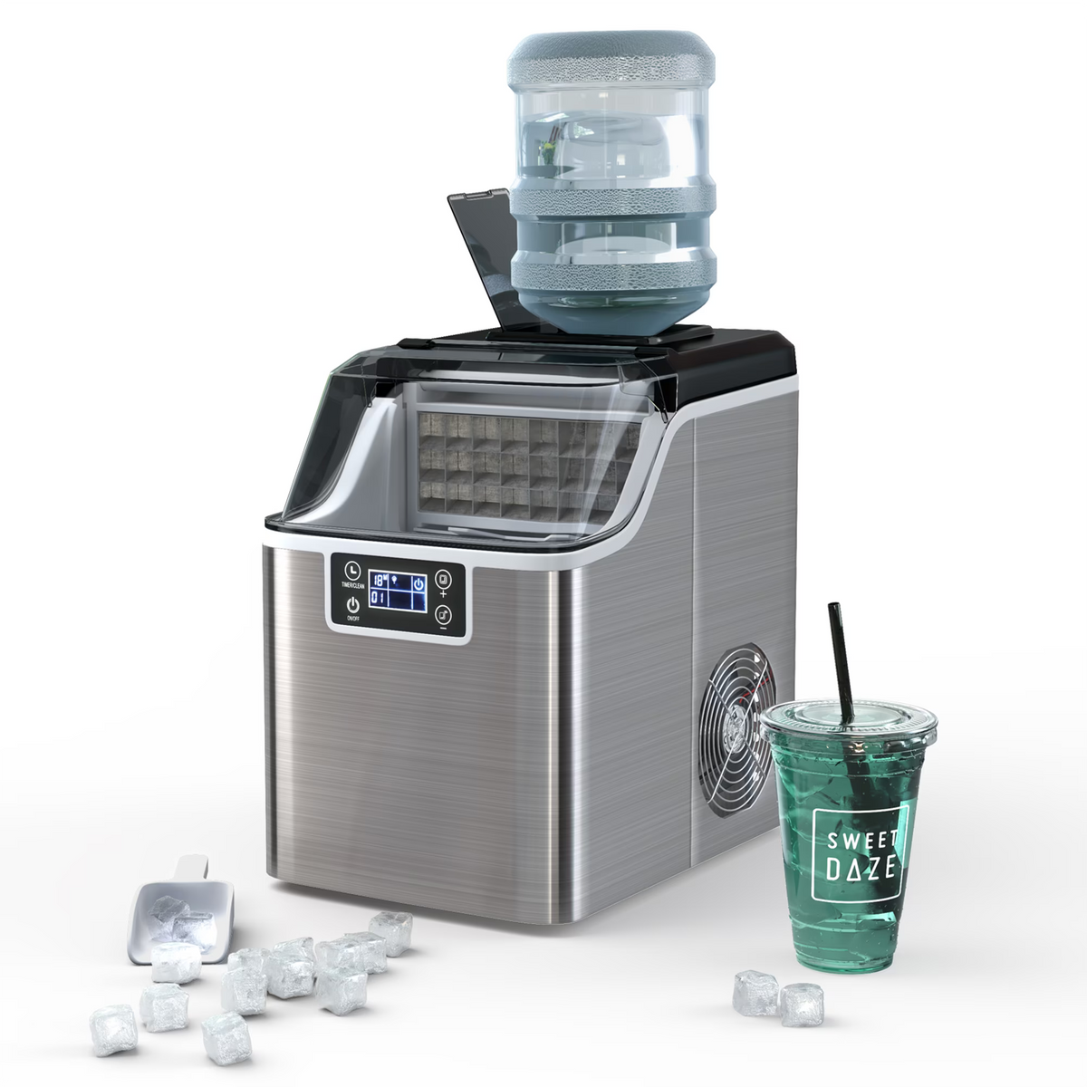 Portable Ice Maker 40Lbs/24H Countertop Self-Cleaning with Ice Scoop and Basket