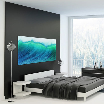 Empire Art Direct Blue Splash Frameless Free Floating Tempered Glass Panel Graphic Wall Art, 72" x 36", Ready to Hang