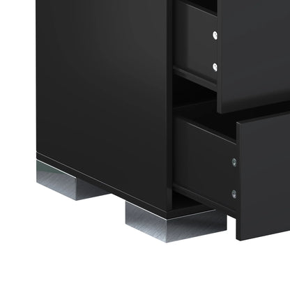 Elegant Nightstand with Metal Handle, Mirrored Bedside Table with 2 Drawers for Bedroom, Living Room, End Sofa Side Table for Living Room, Office, White