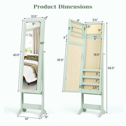 Costway Jewelry Mirrored Cabinet Armoire Organizer Storage Box w/ Stand Christmas Gift