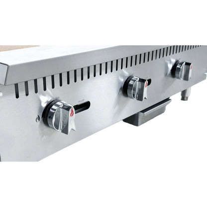 NSF 36 in. Commercial Griddle 90,000BTU Gas Griddle, 3 Burner Heavy-Duty Stainless Steel Countertop Griddle