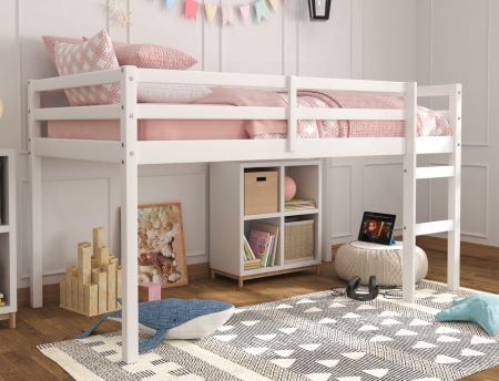Hillsdale Campbell Wood Twin Junior Loft Bunk Bed, White