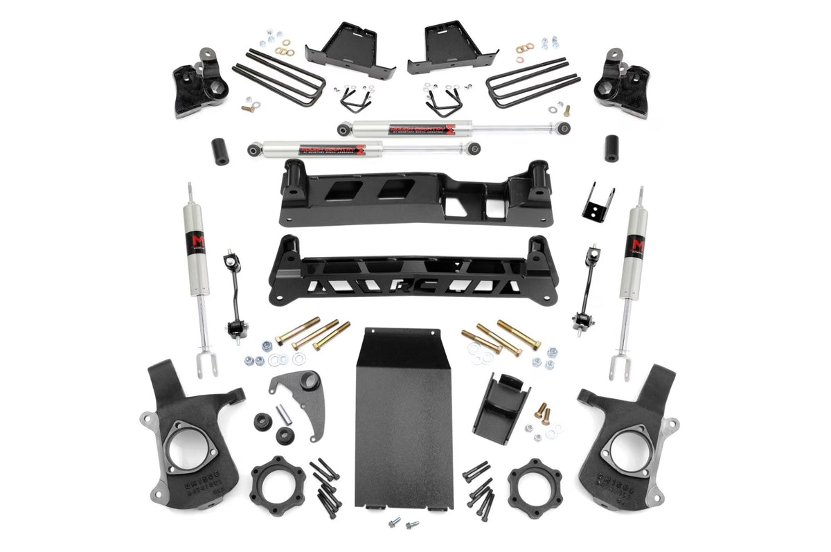 Rough Country 6" Lift Kit w/M1 Shocks for 99-06 Chevy/GMC 1500 4WD - 27240 Fits select: 1999-2002 CHEVROLET SILVERADO, 1999-2000 GMC NEW SIERRA
