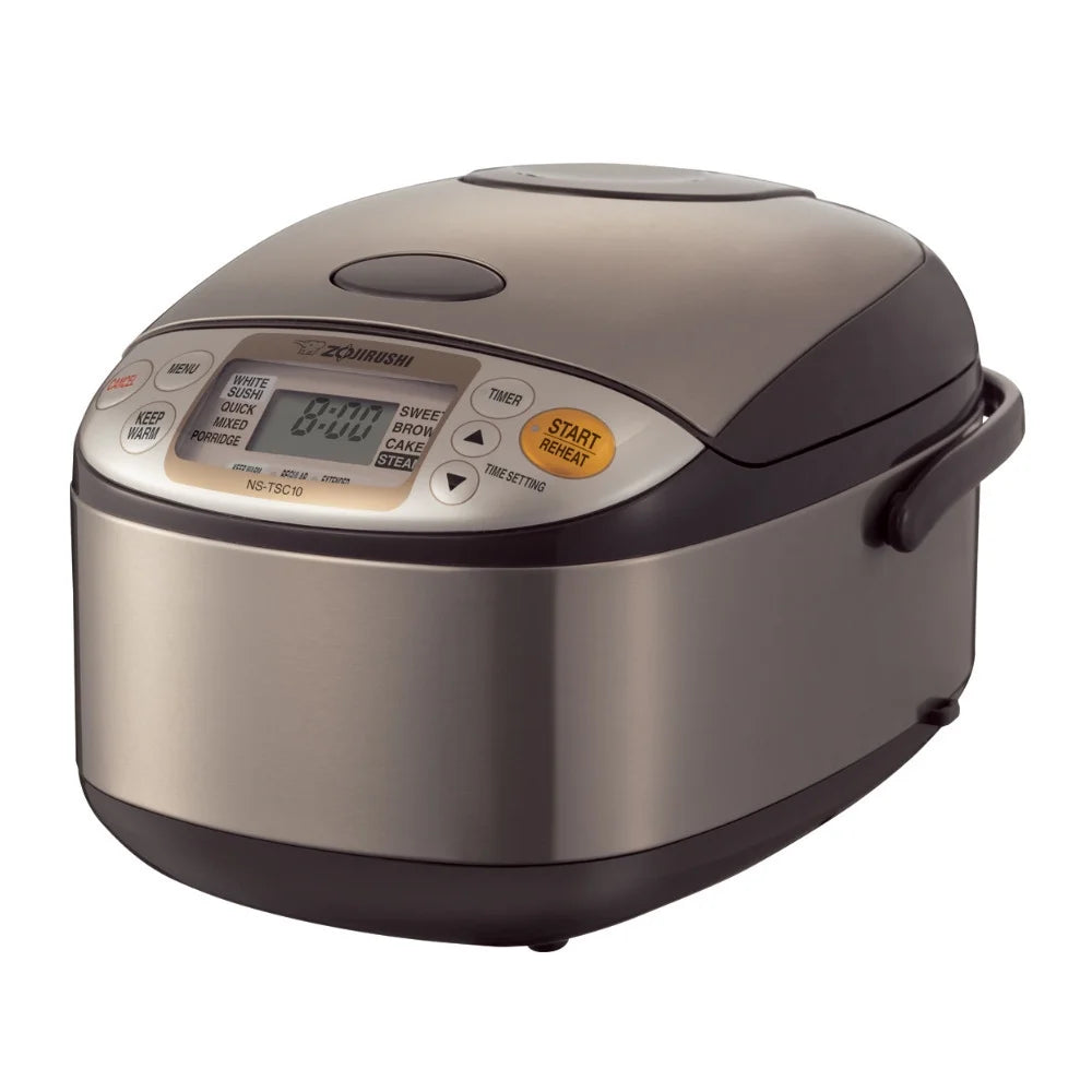 Zojirushi Micom Rice Cooker and Warmer (5.5-Cup/ Stainless Brown) with Bowl and Spoon