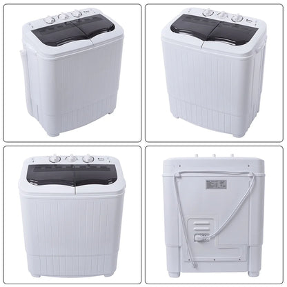 Portable Washing Machine, YOFE Compact Mini Washing Machine, Semi-automatic Washing Machine, Portable Mini Twin Tub Washing Machine for Camping Apartments, Washer(7.7lbs) /Spiner(6.6lbs), Gray, R4861