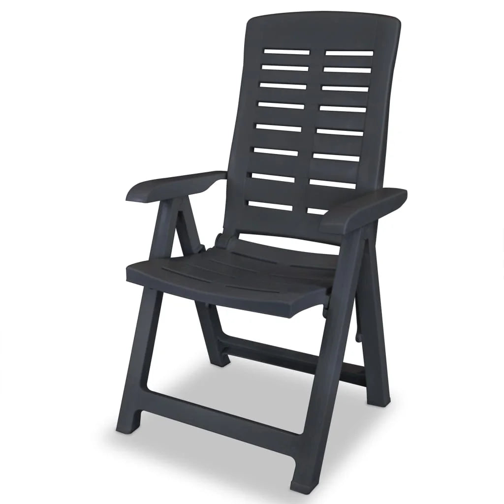 vidaXL Reclining Patio Chairs Outdoor Stack Dining Chair with Armrest Plastic