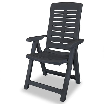 vidaXL Reclining Patio Chairs Outdoor Stack Dining Chair with Armrest Plastic