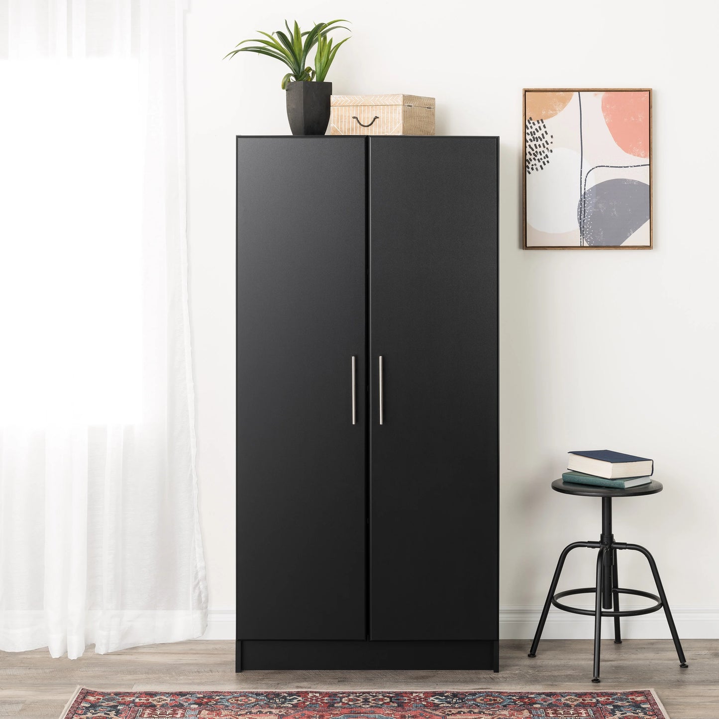 Prepac Adjustable Shelves Cabinet - Functional Tall Garage Table, 16"D x 32"W x 65"H Freestanding Garage Cabinet with 2-Doors, Espresso - EES-3264