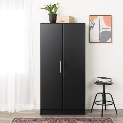 Prepac Adjustable Shelves Cabinet - Functional Tall Garage Table, 16"D x 32"W x 65"H Freestanding Garage Cabinet with 2-Doors, Espresso - EES-3264