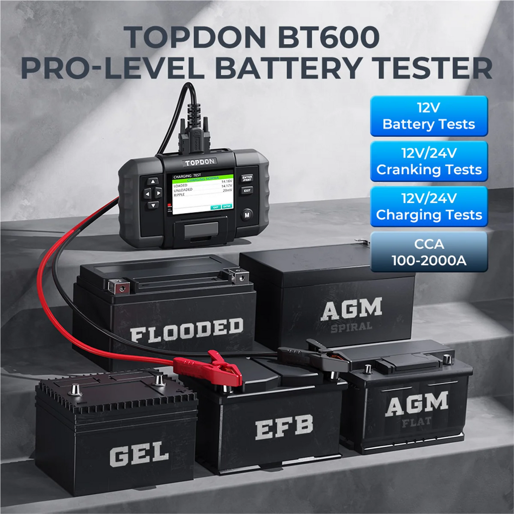 Topdon BT600 - 12V Battery & 12V/24V System Tester w/Built-in Printer