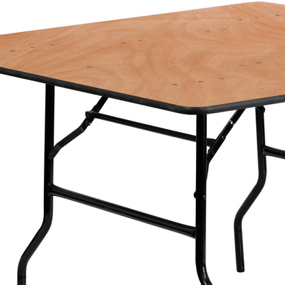 Flash Furniture 4' Square All-Occasion Wood Folding Event Table, Natural/Black