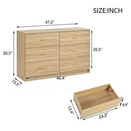 Kadyn Modern 6 Drawer Dresser Wood Cabinet,Dresser for Bedroom, Kitchen Storage Cabinet with Drawers, Chest of Drawers(Black)