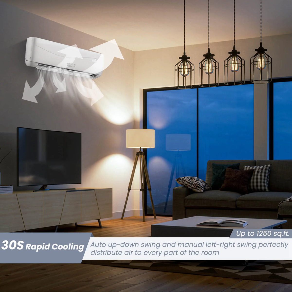 Costway 18000 BTU Mini Split Air Conditioner & Heater 19 SEER2 1250 Sq. Ft Coverage