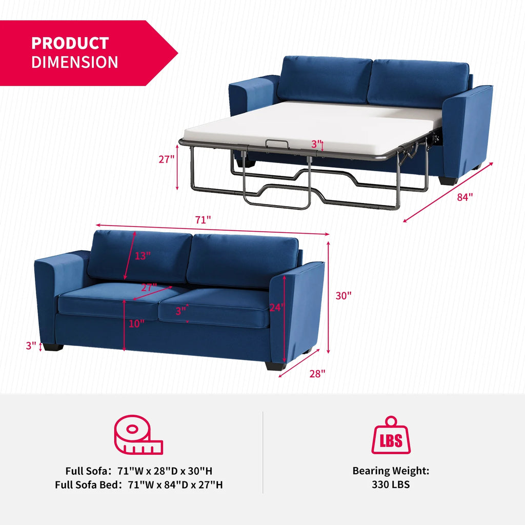 Mjkone Queen Pull Out Sofa Bed,Loveseat Sleeper Sofa with Mattress,2-in-1 Convertible Sleeper Couch,Dark Grey