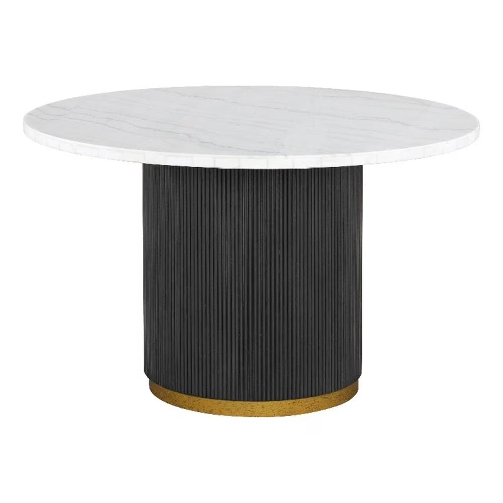 Furniture of America Jaine 54" Round Indoor Dining Table, Black and White