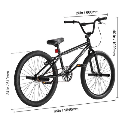 VEVOR BMX Bike, 24-Inch Wheel Freestyle Bike, BMX Race Bike with 4 Pegs, Beginner-Level BMX to Advanced Riders, BMX Bicycles for Teen Adult Men Women, Durable Hi-Ten Steel Frame, Easy to Assemble