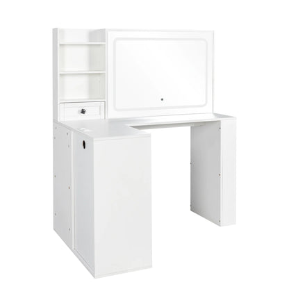 Makeup Vanity Desk With Mirror And Lights, Charging Station, Make Up Vanity With Storage And 3 Large Drawers, 3 Color Modes Available For Bedroom Living Room