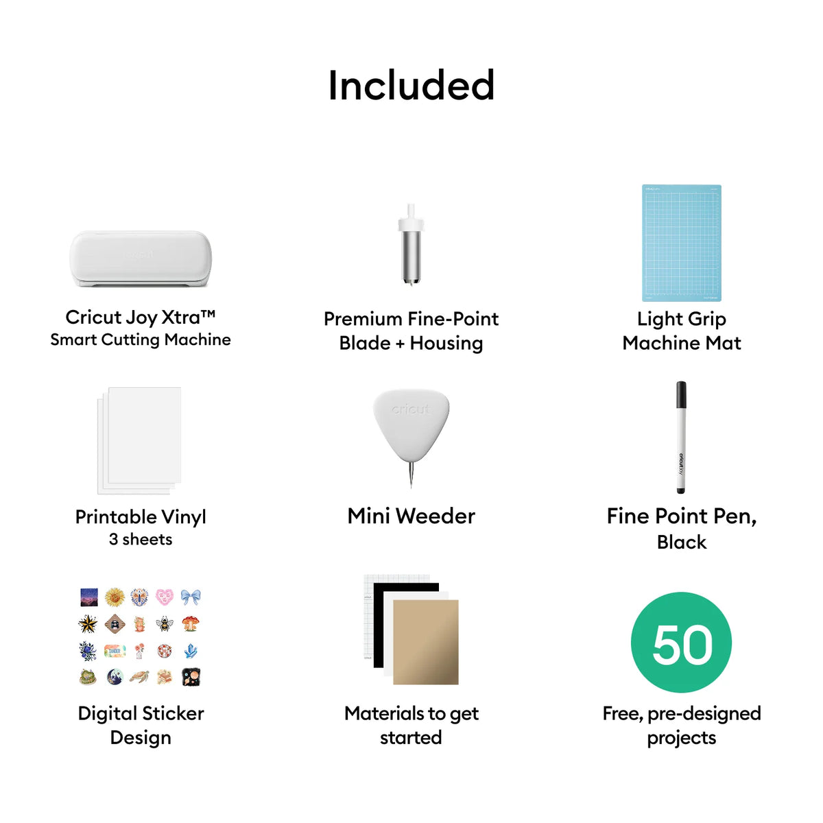 Cricut Joy Xtra Die-Cutting Machine Sticker Edition Bundle, White- New Walmart Exclusive