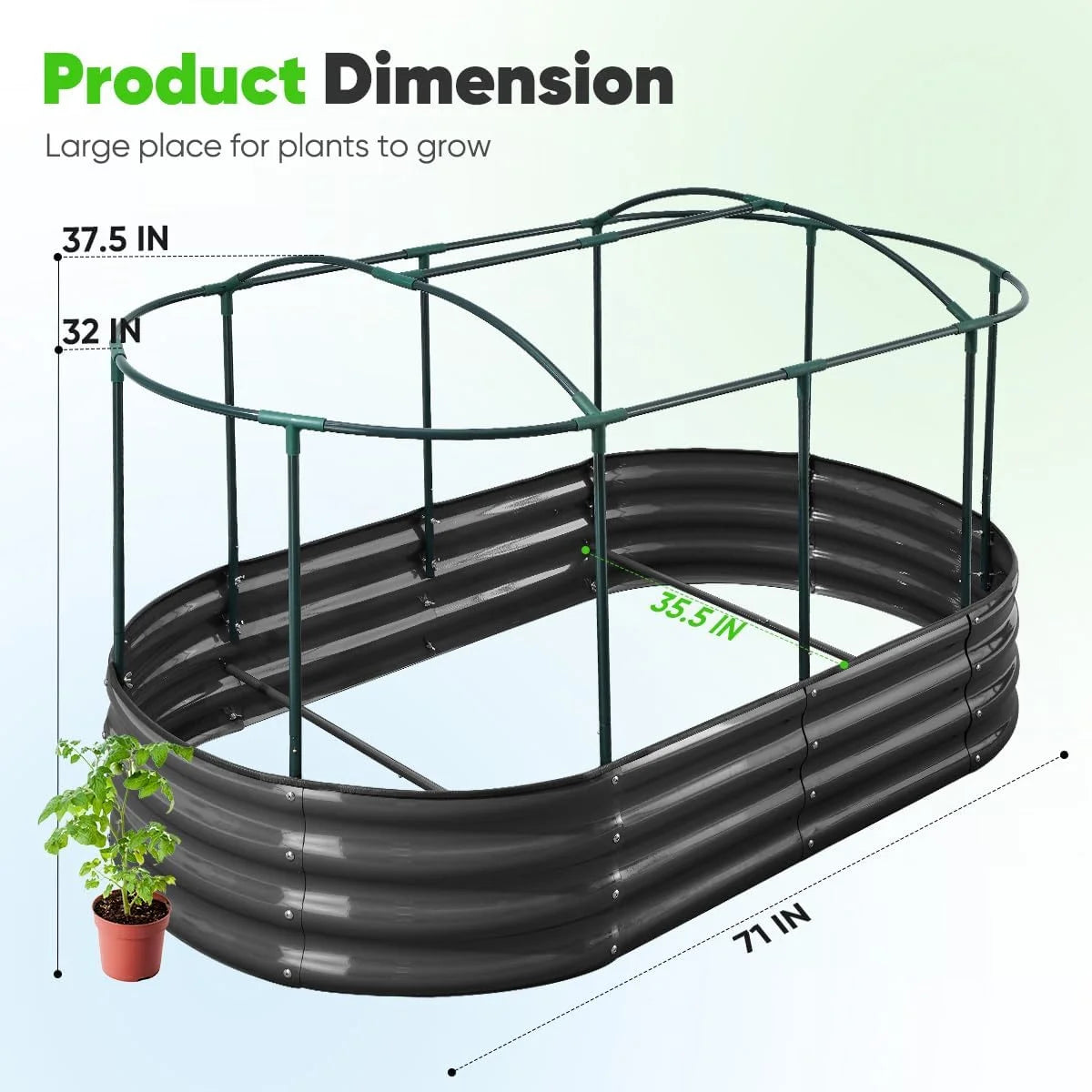 Quictent 8x3x1 ft Galvanized Raised Garden Bed Kit with Self Watering System and Mesh Cover, Large Oval Metal Outdoor Planter Garden Boxes for Vegetables Herbs Flowers