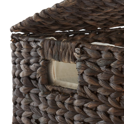 Casafield 2-Section Laundry Hamper with Lid and Removable Liner Bags - Natural, Woven Water Hyacinth Laundry Basket for Clothes