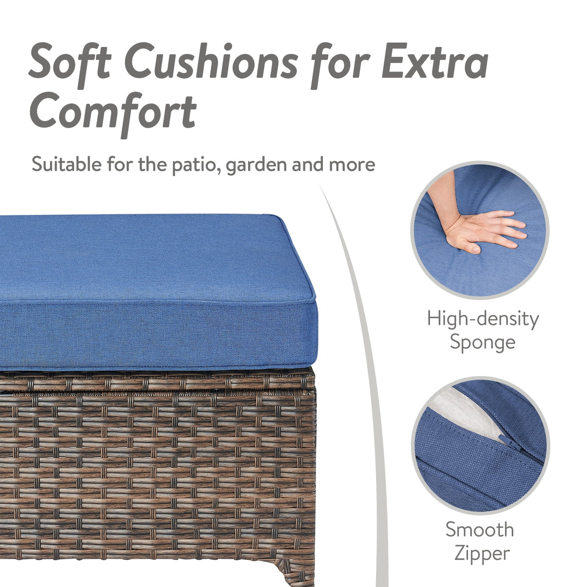 POCASSY Wicker Outdoor Couch, Brown Wicker Sofa Outdoor Furniture with All Weather Rattan and Olefin Cushion for Balcony, Backyard, Porch, Brown/Gray