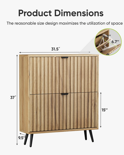 Smart FENDEE Shoe Cabinet with 2 Flip Drawers Freestanding 24 Pair Shoe Storage Cabinet for Entryway