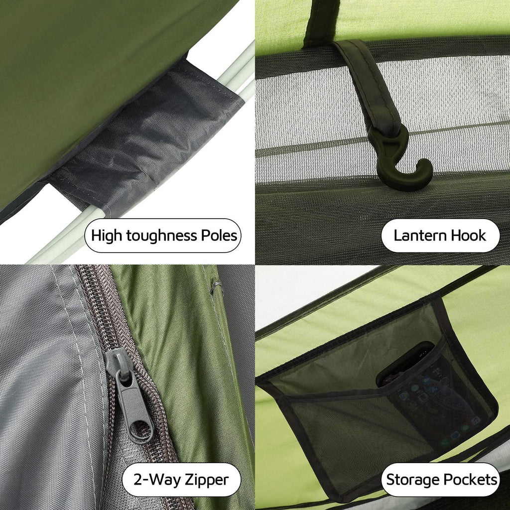 4 Person Easy Pop Up Tent,9.5’X6.6’X52'',Waterproof, Automatic Setup,2 Doors-Instant Family Tents for Camping, Hiking & Traveling