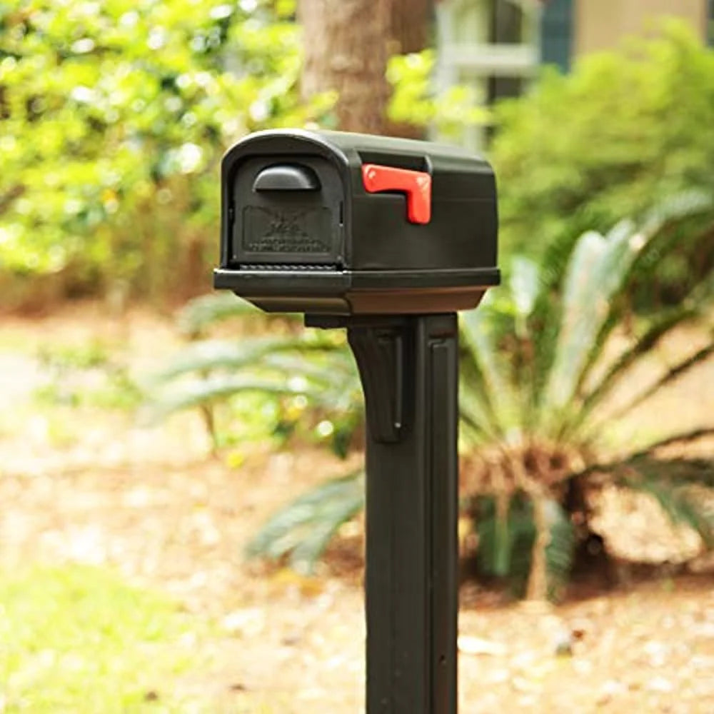 Rubbermaid Mailbox And Post Combo 49.88" X 10.13" X 20.75" Polyethylene Black