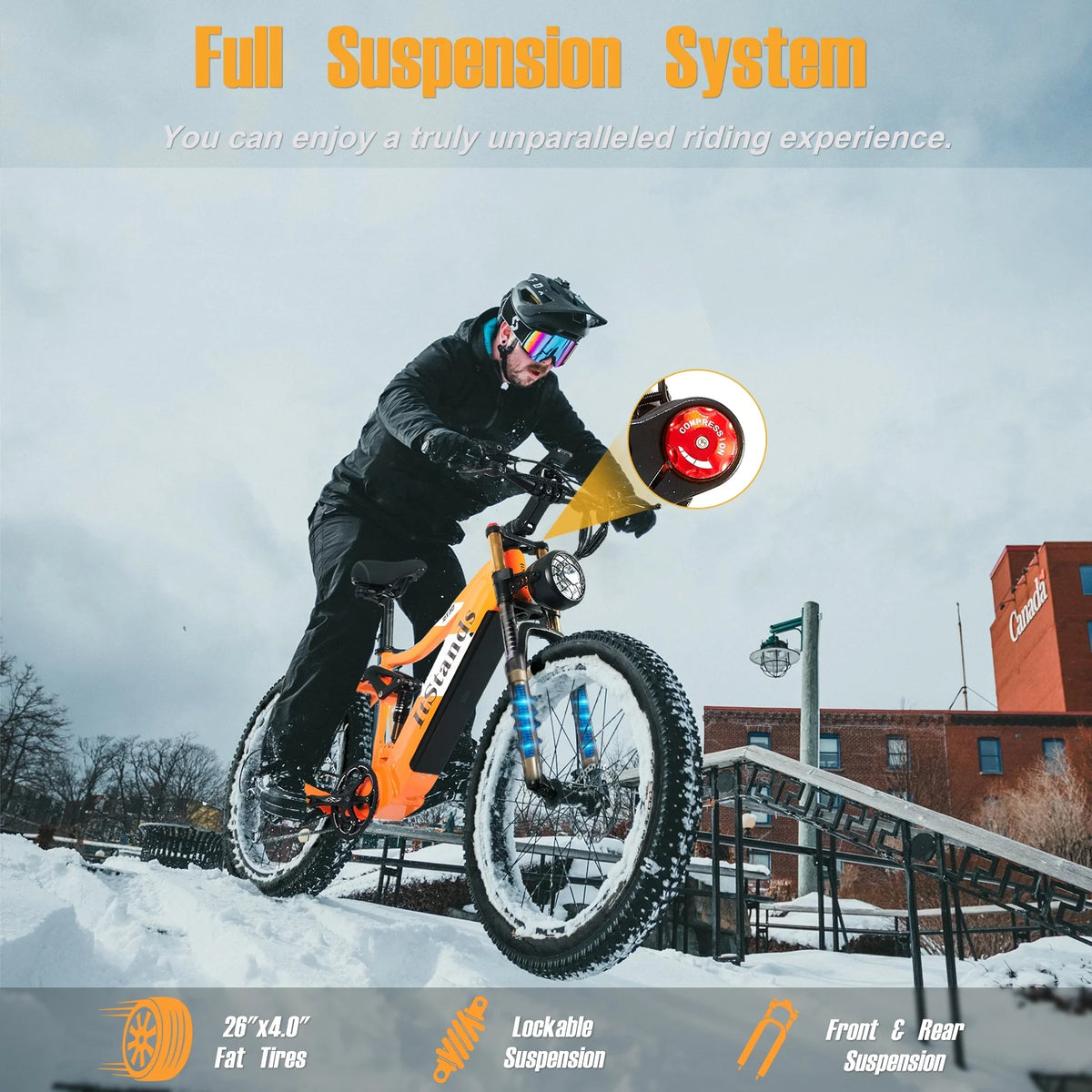Dual Motors AWD 2000W Electric Bike for Adult 26'' UL2849 48V 30AH E-mountain bike 4.0 Fat Tire up to 35MPH&120Miles Long Range Off-road Ebike Dual Hydraulic Disc Brakes&Ful Suspension Electric Bicyc
