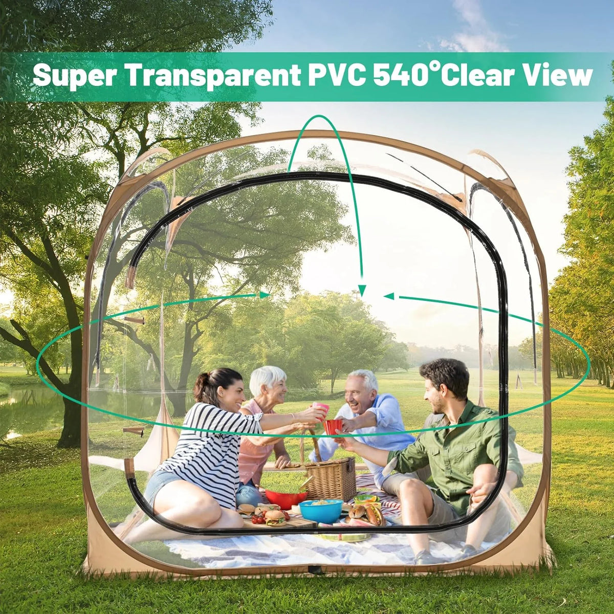 ABORON Sports Tent Pop Up Pod, Instant Weather Proof Pop Up Tent Shelter with Carry Bag, Clear View Bubble Tent for Watching Sports Events, Camping, Fishing, Portable & Foldable
