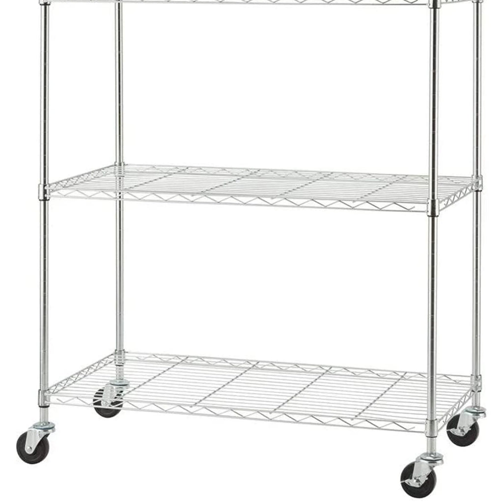 TRINITY BASICS EcoStorage 5 Tier Adjustable Wire Shelving w/ Wheels, Chrome
