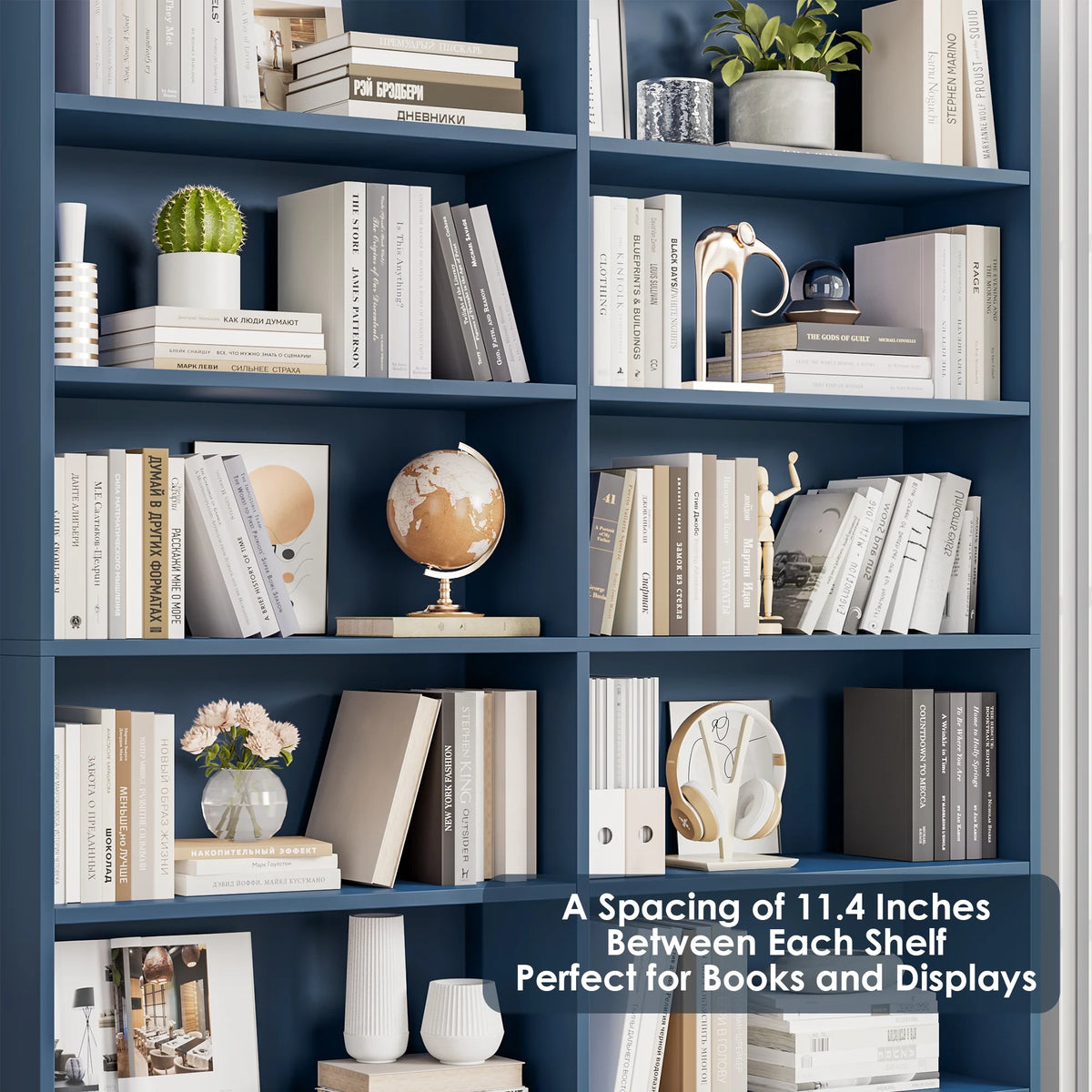 Homfa 74.3�� Double Wide 6-Tier Bookcase, Extra Large Wooden Freestanding Display Bookshelf for Home Office Living Room, White